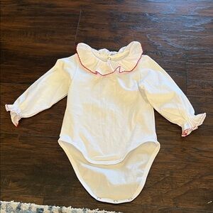 Elegant White Bodysuit with Red Trim for Kids